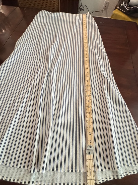 a new day Dresses & Skirts - A New Day Linen Blend Midi Skirt Medium Navy Stripe A-Line Pull On Coastal